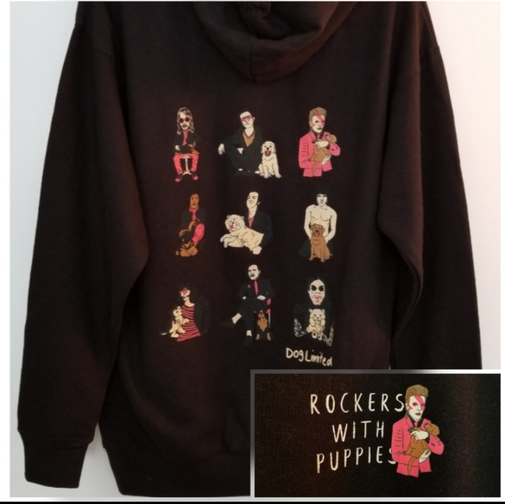 Dog Limited Rockers with Puppies Hoodie Size Medium EUC
